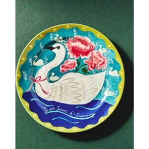 Emily Maude Twelve Days of Christmas Dessert Plate Seven Swans Day 7